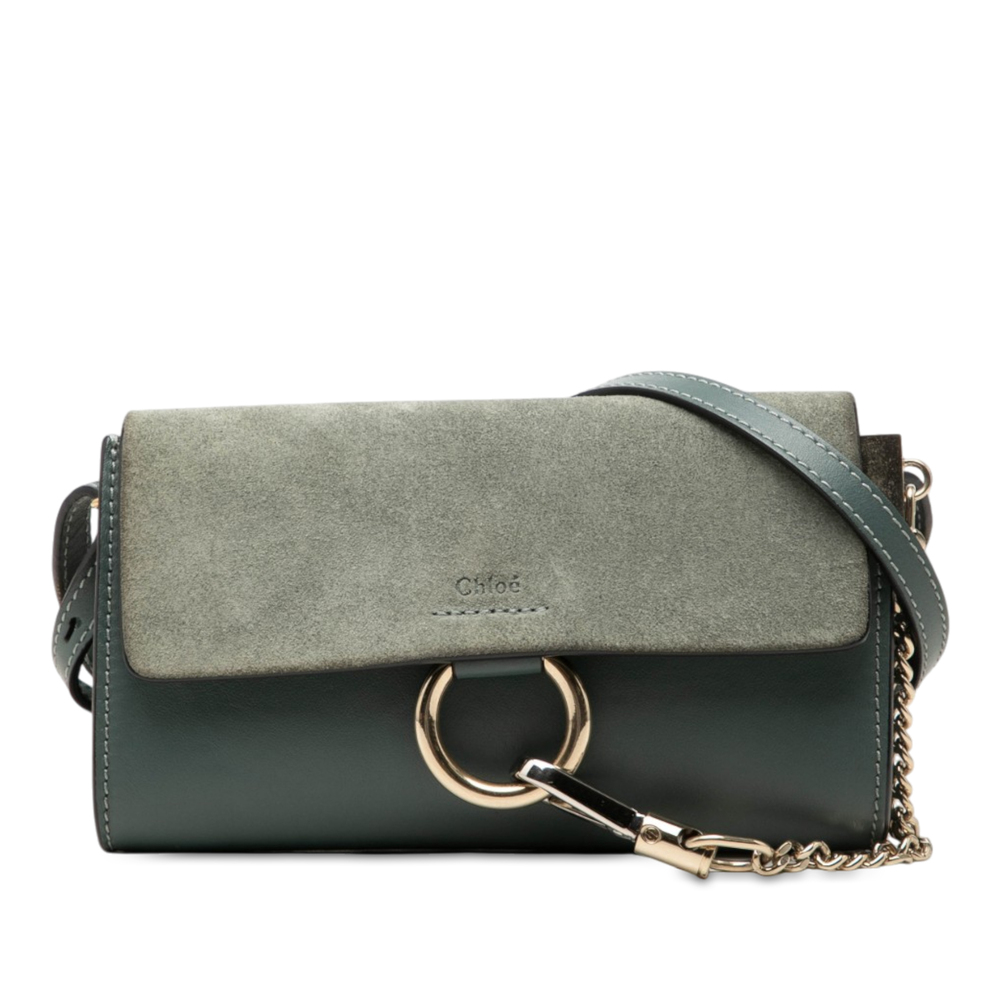 Pre-Loved Chloé Mini Suede and Calfskin Faye Chain Crossbody